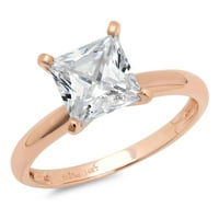 0. CT Princess Clear Clear Simulirani dijamant 18k 18K ruža Gold Gold Annagement prsten veličine 3.5