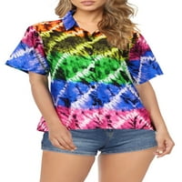 Leela ženska opuštena haljina havajska bluza top xl višebojnik, poprečni boj