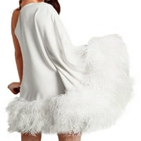 Oprema od perja Elegantna zabava Mini haljina Žene Jedne večernje haljine dugih rukava s dugim rukavima