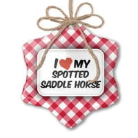 Božićni ukras, volim svoj primećeni saddle konjski crveni plaid neonblond