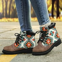 OAVQHLG3B sandale za žene čišćenje Žene Retro Vintage Tiskanje Chunky potpetice čizme za čipke cipele u boji