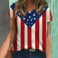 Ženski dan nezavisnosti vrhovi američke zastava Thirtss Stars Print bluza V Ret Ters 4. jula Patriotske
