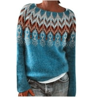Dahich ženski modni džemperi dugih rukava u boji blok pletena džemper posad vrata labav pulover džemper