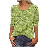 APEPAL WOMENS vrhovi žene Henley majice rukav s majicom majica Dressy Bluze za žene Fluorescentni zeleni