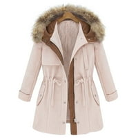 Scyoekwg jakne za žene jakne od pune boje kaput s dugim rukavima zimska topla kapuljača Ležerna labava