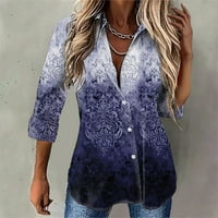 Levmjia Ženska košulja, vrhovi plus veličina Bluze Classic Ljetni gradijent Ispis dugih rukava