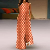Sewvnm Plus Size Ženska ljetna moda Pristavljeni V-izrez bez rukava bez rukava Porodični pokloni Narančasta