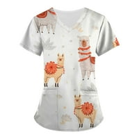 Ženske vrhove bluza Žene kratki rukovi Ležerne prilike za ispisane majice Okrugli izrez Ljetni narandžasti XL