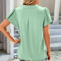 Bazyrey Womens V-izrez na vrhu ženske kratkih rukava od pune bluze Ljetna tunika majica zelena xl