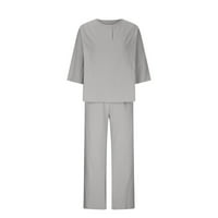 Ljetne odjeće za žene Trendi ženski ljetni kratki rukav V-izrez V-izrez + elastične struke duge pantalone odijelo dva seta Comfy stil