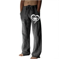 Muške ljetne pamučne i široke pantalone za noge ispisane čipke Up Sportske hlače Ležerne hlače