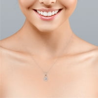 0. Carat Diamond u obliku badema - Bezel Prong Podešavanje - Milgrain Dekorativni kanal Halo Privjesak ogrlica - 10K ružičasto zlato