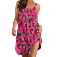 Žene ljetne haljine haljine bez rukava mini haljine casual leopard tisak ljuljački plaže sandress ljetne