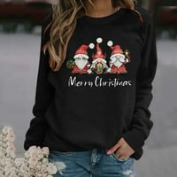 Sretan božićni ženski vrhovi modni slatki santa ispis dugih rukava bluza na vrhu casual labavo fit crewneck