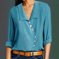 Pad bluze za žene trendovske modne žene casual solid-down vrat kardigan dugih rukava labava majica jesenja