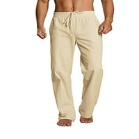 Ležerne pantalone za muškarce labave fit ravne noge hlače elastične struke struka ljetne hlače sa džepovima