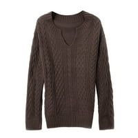 Dukseri za žene V-izrez pulover Duksera Ženski dugi rukav pleteni temperament C Immuter džemper