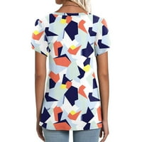 Ženska plus veličine kratkih rukava Summer Print V-izrez Loose Majica