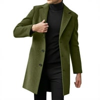 Muškarci vitki zimski kaput rever ovratnik dugih rukava kožna jakna od vintage zgušnjava kaput