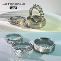 Njegovi i njeni vjenčani prstenovi parovi prstenovi 10kt bijeli pozlaćeni bijeli CZ Titanium bend