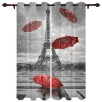 Kuhinja za spavaću sobu Luksuzne zavjese Crveni javorov list Pariz Toranj prozor zavjesa Dnevna soba