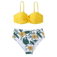Cuoff bikini ženska moda Split visoki struk remen Print ženski kupaći kostimi žuti m