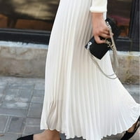 Hanas modne čarape Ženske čvrstog nabora elegantnog midi elastičnog struka Maxi suknja Bijela jedna