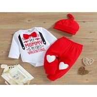 Calsunbaby novorođenčad dječake dječake Valentinovo dnevno odjeću set Roadper Top Heart Hlače odijelo za šešire 12-mjeseci
