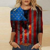 Majica 4. jula za žene modna labava majica casual gornji okrugli vrat žene na vrhu Amerike Dan nezavisnosti