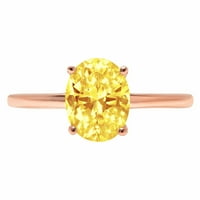 2.5ct ovalni rez žuta simulirana dijamanta 14K 14K ruža Gold Gold Angažman prsten veličine 5,25