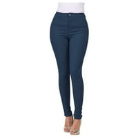 Usmixi hlače za žene za žene Gumb High Squist duge hlače Žene Ležerne prilike čvrste lagane rastezmerne