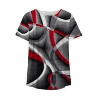 Plus veličine za žene ženski V-izrez kratki rukav patchwork dame bluzes ljetne majice za žene tamno sivo xxl