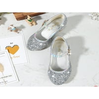 Kupine za princeze Leuncero Girl Okrugle cipele za cipele za cipele Rhinestone Mary Jane Lagana ručna