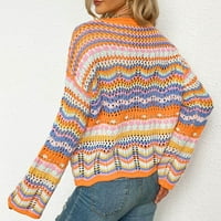 Žene T majice Loop Fit s dugih rukava gornji krovični plemen Boja blok pulover vrhovi labavi patchwork košulje žene