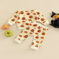 Toddler Baby Boys Girls Halloween Outfits dugih rukava bundeve print vrhovi zadivljujuće hlače 0-24m