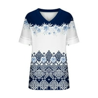 Miayilima majice za žene Ležerne prilike Elegantni ispisani kratki rukav V izrez Vruća bluza veličina m