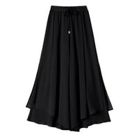 Ženske hlače za šifonske hlače za hlače modne strukske suknje za hlače od devet bodova crna xl