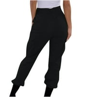 Cofeemo ženske ležerne tastere za džepove u boji elastične struke Udobne ravne hlače