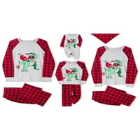 Božićna porodična roditelj-dječji odijelo s dugim rukavima Santa Dinosaur Print Tops Hlače Božić Pidžamas