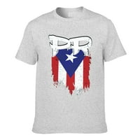 Mens Portoriko Flags Službena košulja Ljetni posad vrat Ležerne majice kratkih rukava Srednje siva
