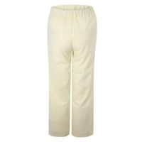 Work Wotne ženske posteljine All-Match Casual Loove Solid Color Plus Veličina ravne hlače Zimske hlače
