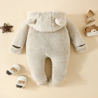 Liacowi Baby Winter Fuzzy kombinezon medvjeda uho srodnjak srobljeni kapuljač Rodper topli kaput s dugim rukavima, patentni patentni patentni rukav, rub jednomjesečno odobrenje odjeću