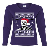 Divlji Bobby Merry Christmusk Funny Elon mošus meme ružno božićni džemper Žene Grafički majica dugih
