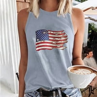 Bvanrty Ženski Trend Cijenski čišćenje ljetnih košulja bez rukava okrugli vrat Elegantne mazivne patriotske