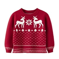Dječji božićni crtani Elk Snowflake Print Božićni mekani udoban pulover Duks dječake Djevojke