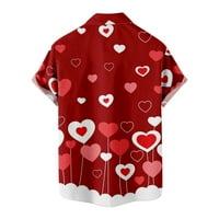 HFYIHGF Valentinovo Havajska majica za muškarce opušteno-fit s kratkim rukavima dolje majice Love Heart