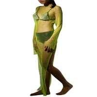 Ženska mreža za kupaći kostim UPS Sheer Rhinestone Beach Coverps Fishnet izdubljeni haljina karoserija
