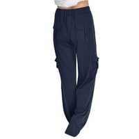 Feterrnal ženska modna ženska nožna rastezljiva mekani džep joga hlače casual labave hlače posteljine