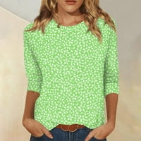 Apepal ženska tiskana košulja za izrez za posadu bluza Ležerne prilike, ležerne modne modne vrhove zelene