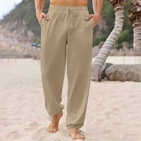 Muške posteljine teretne hlače lagana elastična struka crne casual labave ljetne plaže joga hlače sa